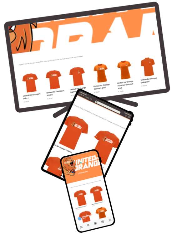 Sportmerch webshop voor desktop, tablet en mobiel